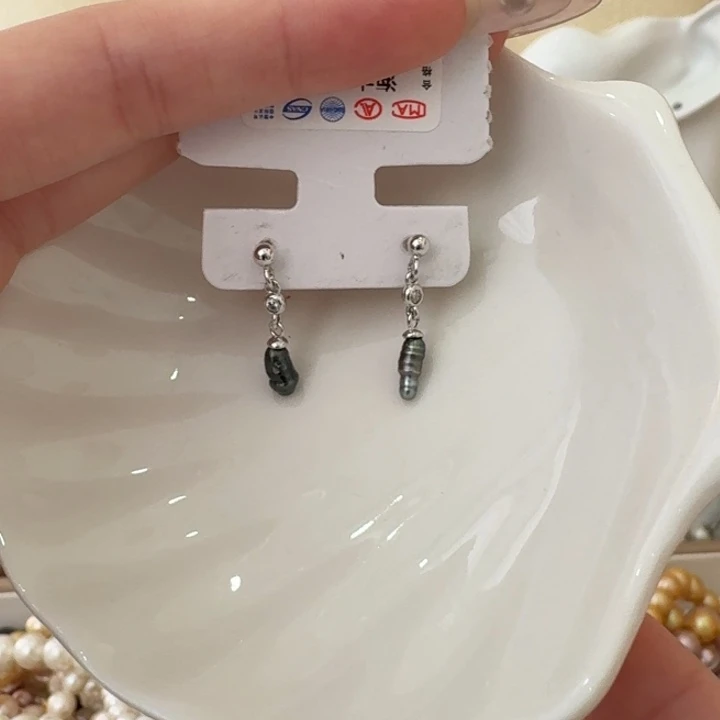 海水珍珠耳饰银S925镶嵌58