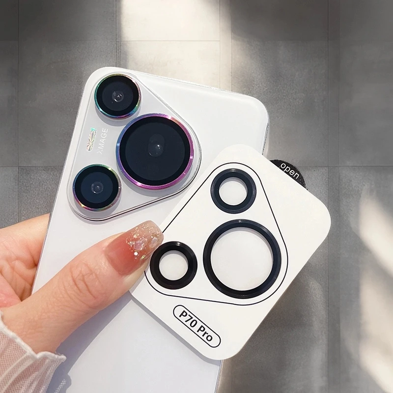 适用华为pura80镜头膜防摔金属圈p70pro后摄像头保护膜自定位秒贴