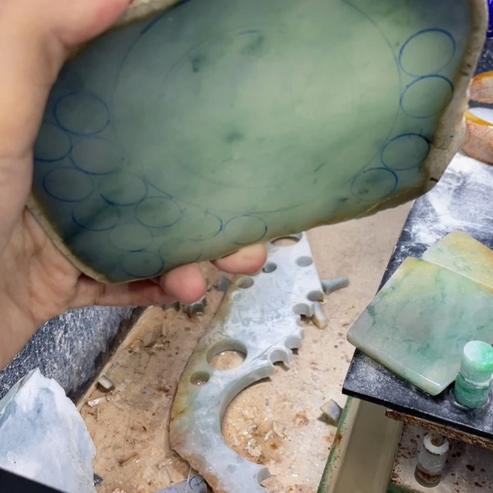 我***冰定制翡翠未镶嵌边角料