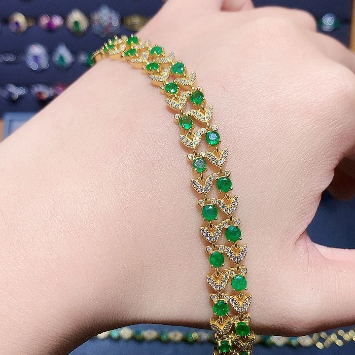 手链祖母绿银S925镶嵌