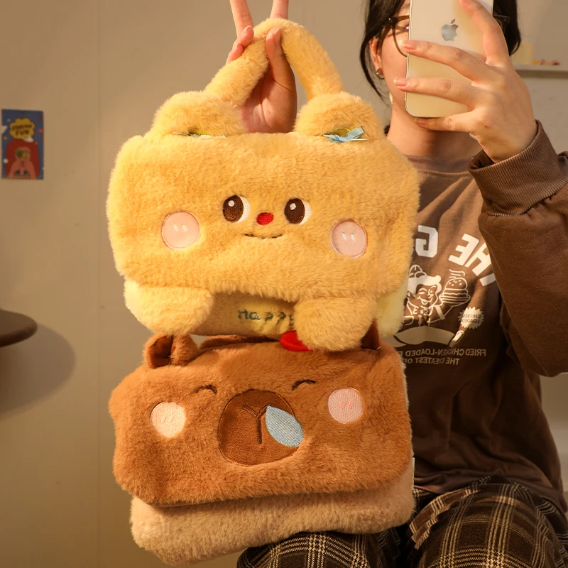 芝士小熊暖水袋毛绒防爆学生手提电暖袋便携可爱暖手袋充电热水袋