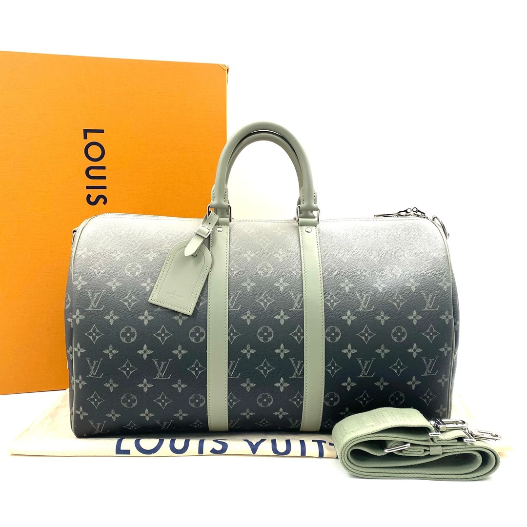 99新 LouisVuitton/路易威登 限量老花渐变keepall45旅行袋