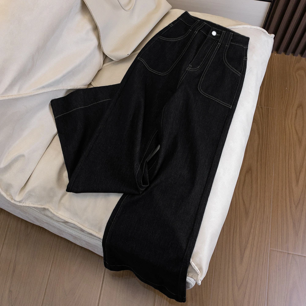 860不贴腿微喇叭高腰牛仔裤女2025早秋复古宽松显瘦百搭拖地阔腿