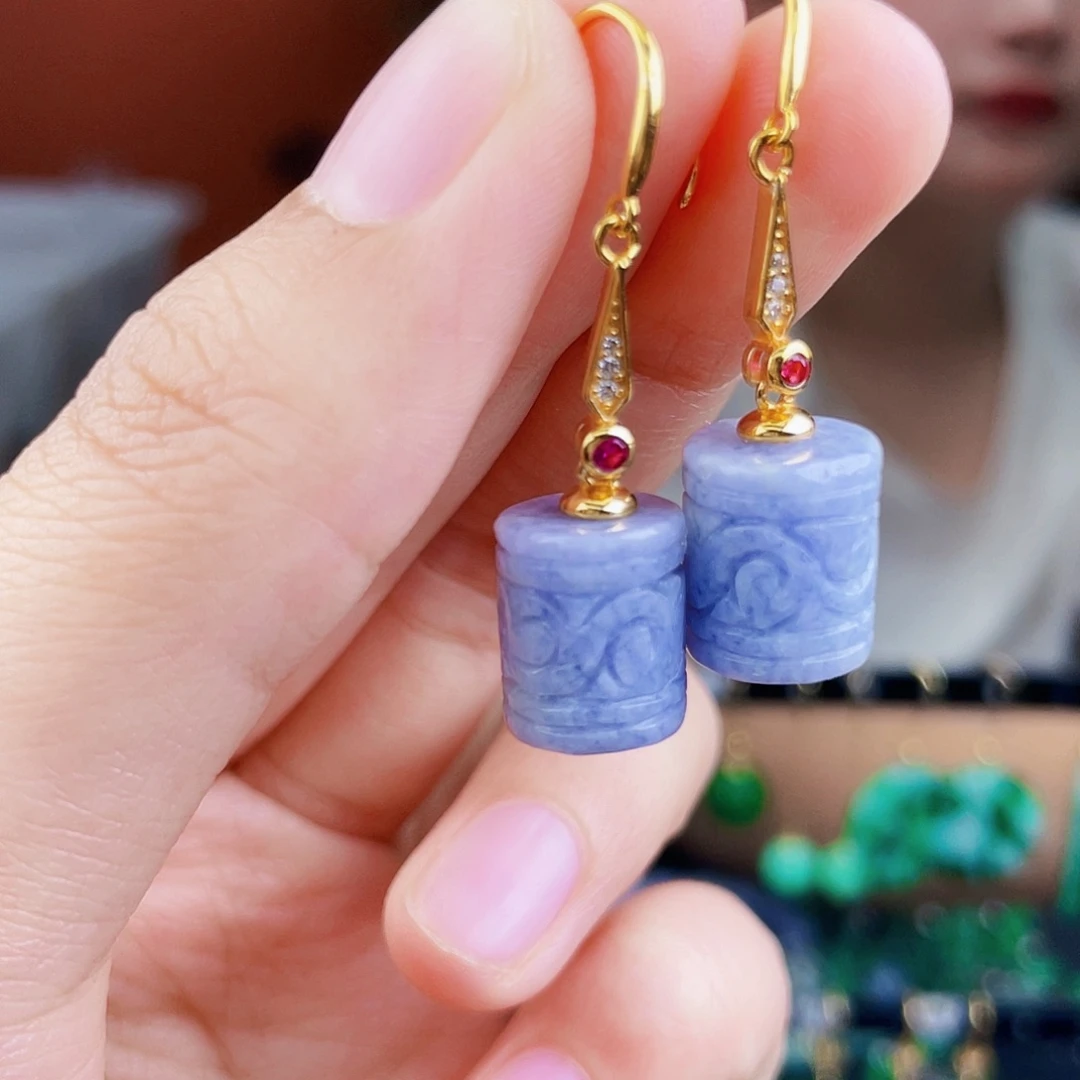 翡翠银S925镶嵌耳饰