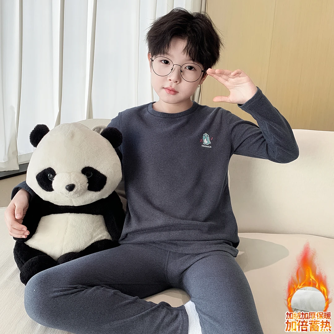 童装男童睡衣套装家居服2025新款大童德绒秋衣秋裤冬款保暖中大童