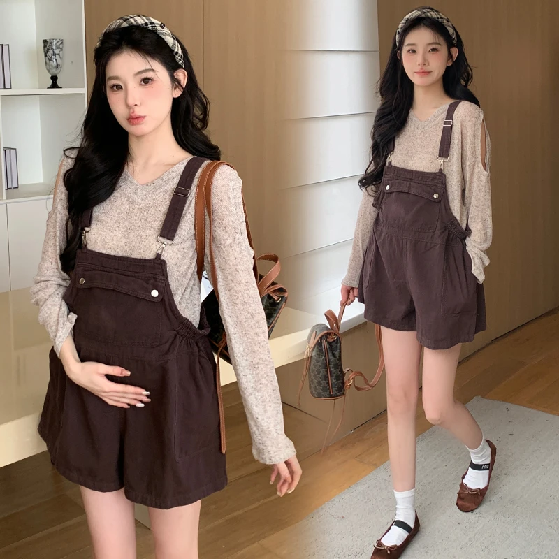 时髦孕妇装新款显瘦牛仔时尚休闲外穿减龄网红防晒衫加背带裤套装