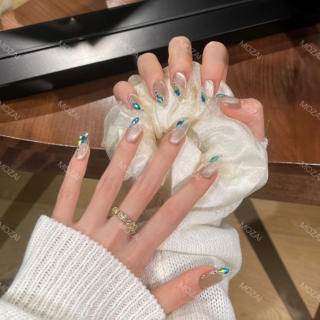 茉哉I现货【孔雀翎】纯手工定制美甲可拆卸穿戴甲A2351/A2352/A2353