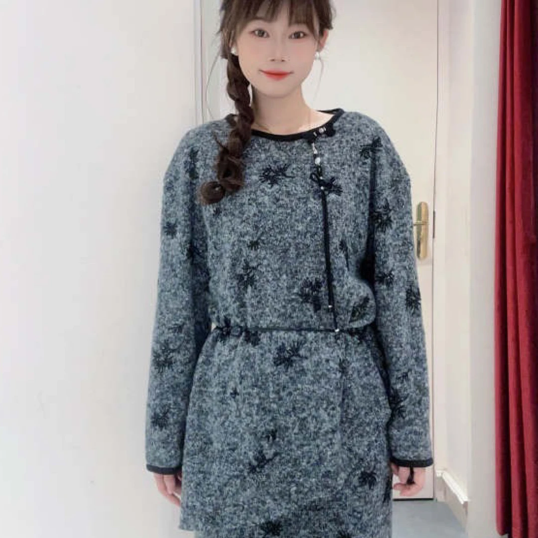 新中式品玉乌鲤灰上衣