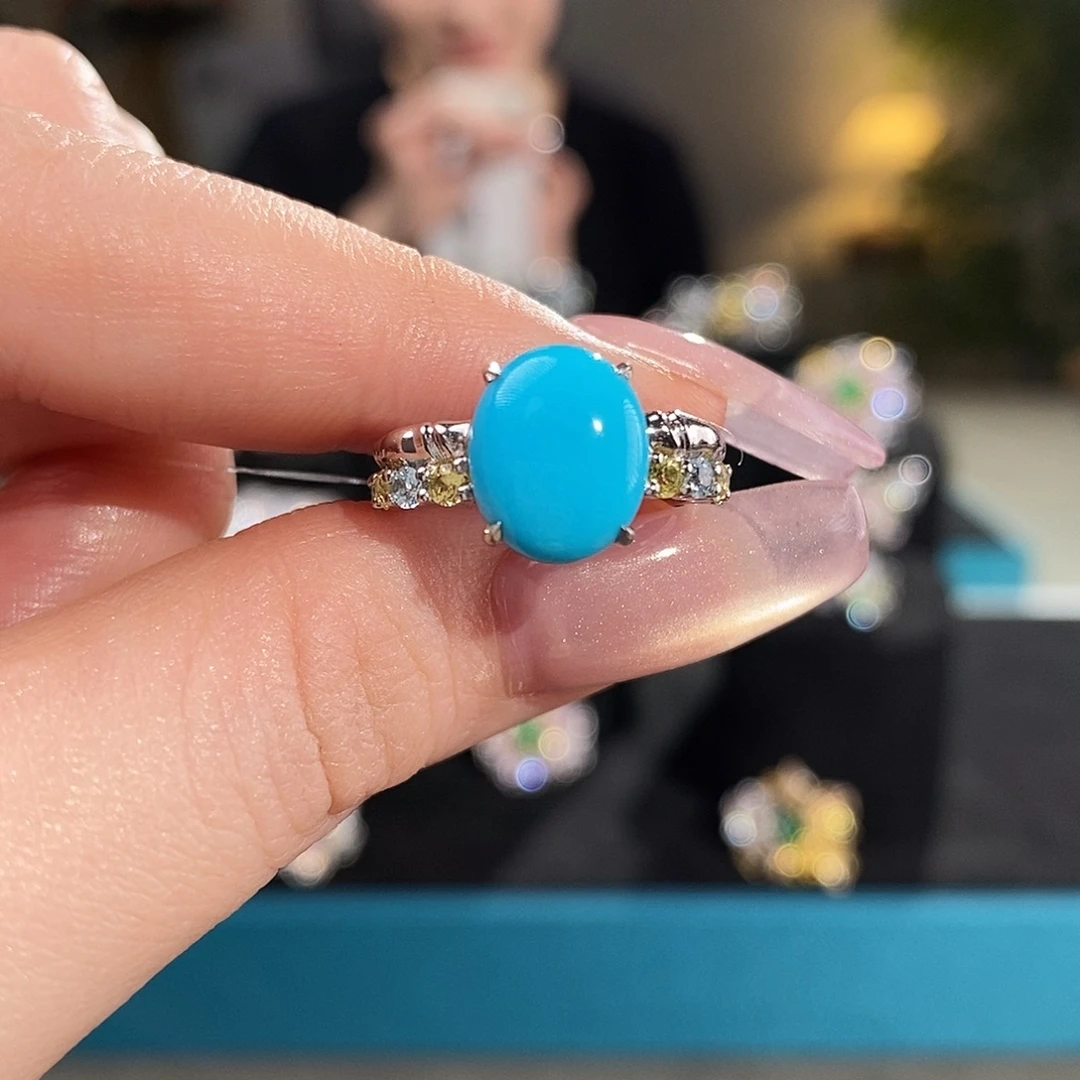 绿松石铂Pt950镶嵌戒指2.63ct