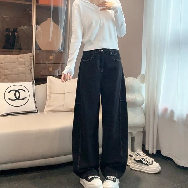 弯刀休闲裤女爆款2025秋装新款美式显瘦宽松百搭阔腿弯刀牛仔裤子