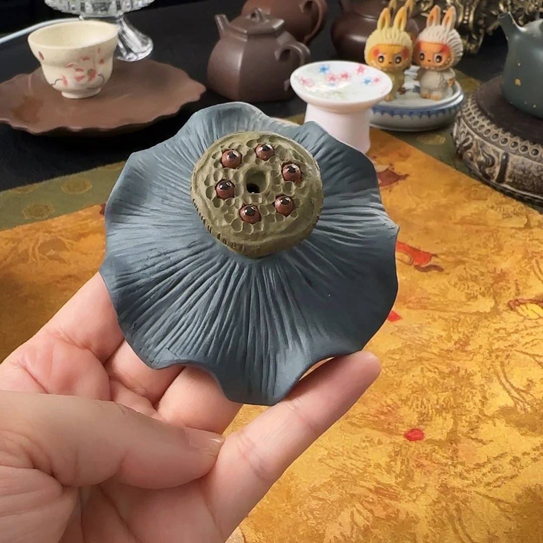 茶宠紫砂盖置香插两用