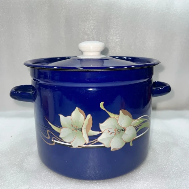 乌克兰原装进口正品搪瓷加厚新婚嫁妆7升双耳锅大容量汤锅通用灶