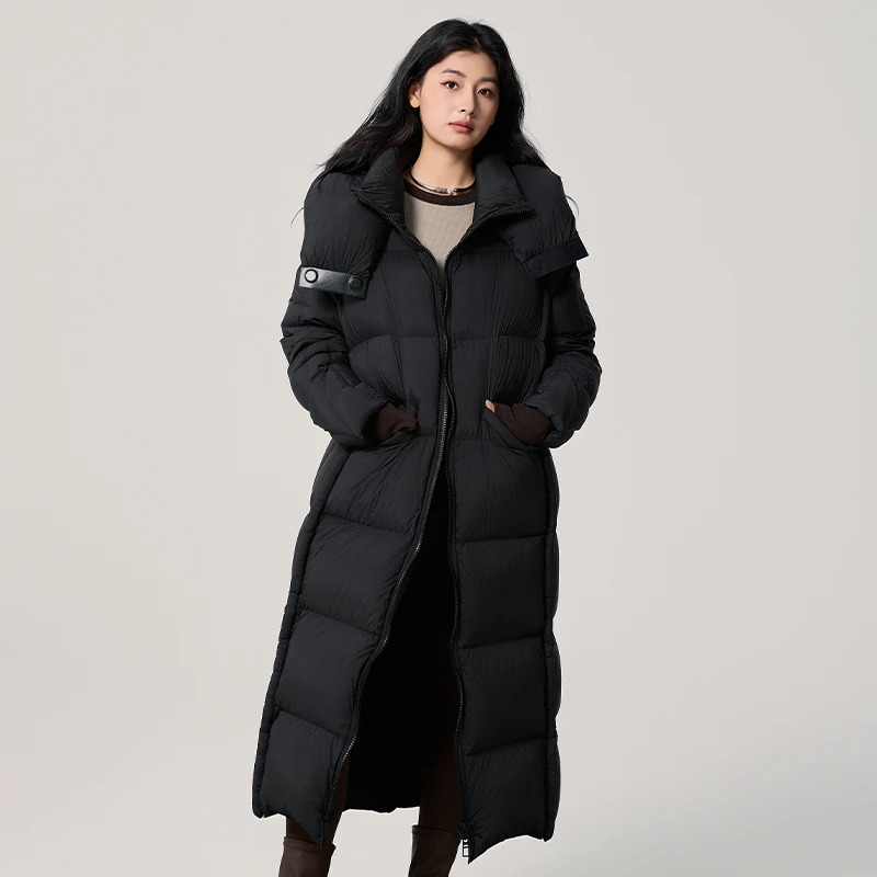 【姗姗专属】2025冬季女士长款加厚连帽羽绒服1077