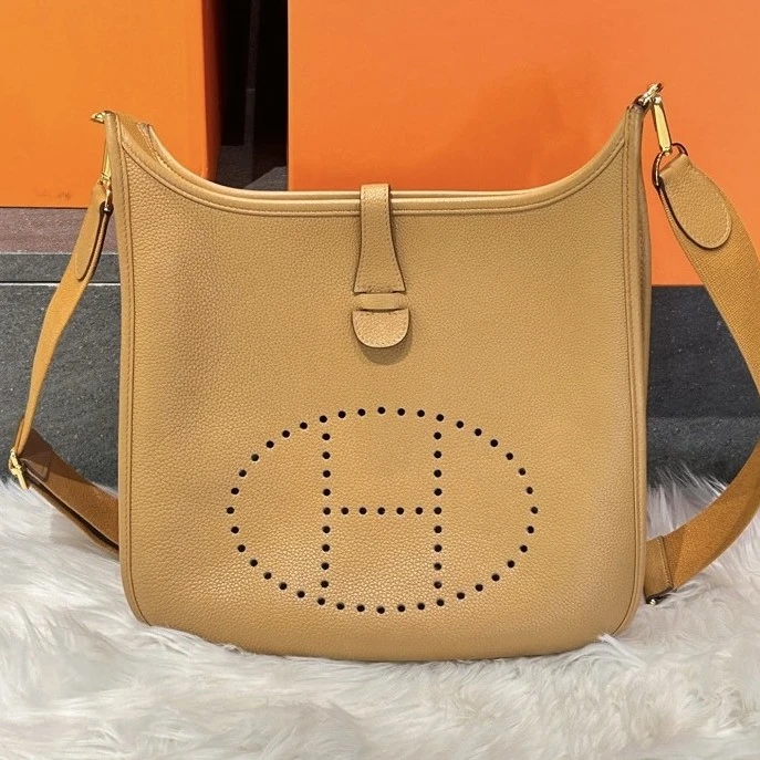 99新 Hermes/爱马仕 芝麻色 evelyne29 Y刻 单肩斜挎包