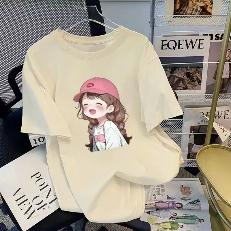 儿童纯棉短袖可爱女孩女童T恤夏装新款宽松百搭中大童洋气上衣潮