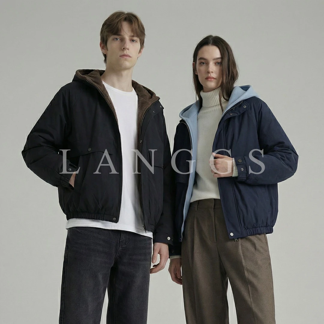 LANGGS&浪叔 25冬季连帽可拆卸撞色90白鸭绒羽绒服-FW54126