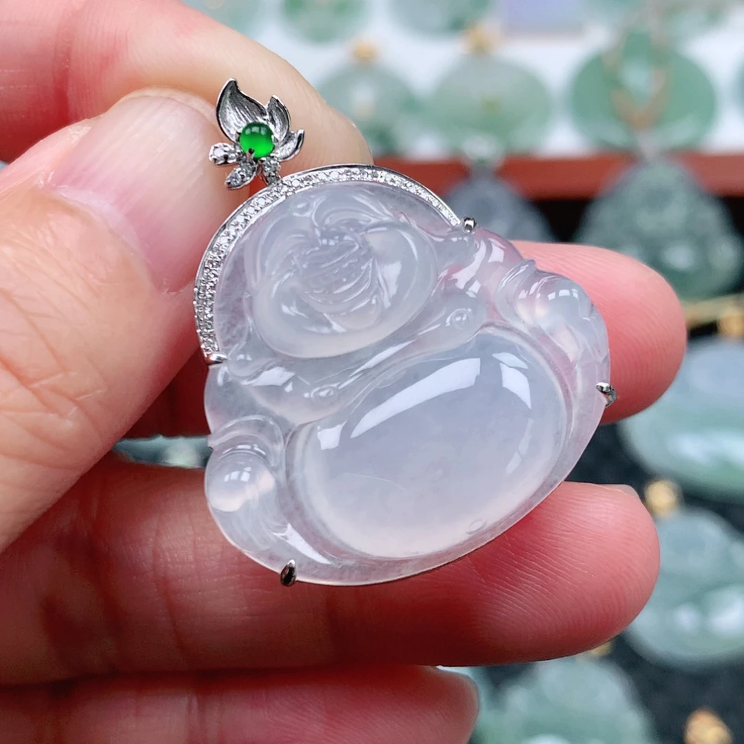 翡翠吊坠(不含链)18K金镶嵌