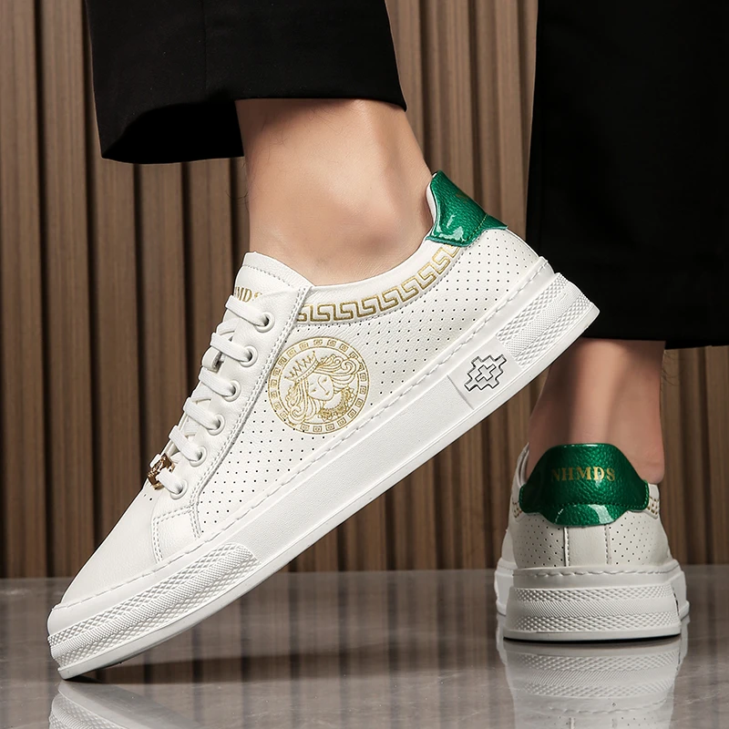 轻奢MEIDUSHA夏季透气男士休闲时尚潮流百搭运动低帮真皮休闲板鞋