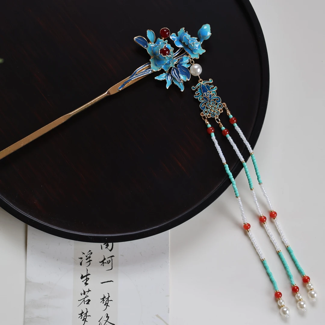 南枝原创手工新中式发簪国风古典长流苏步摇旗袍茶服古风发饰