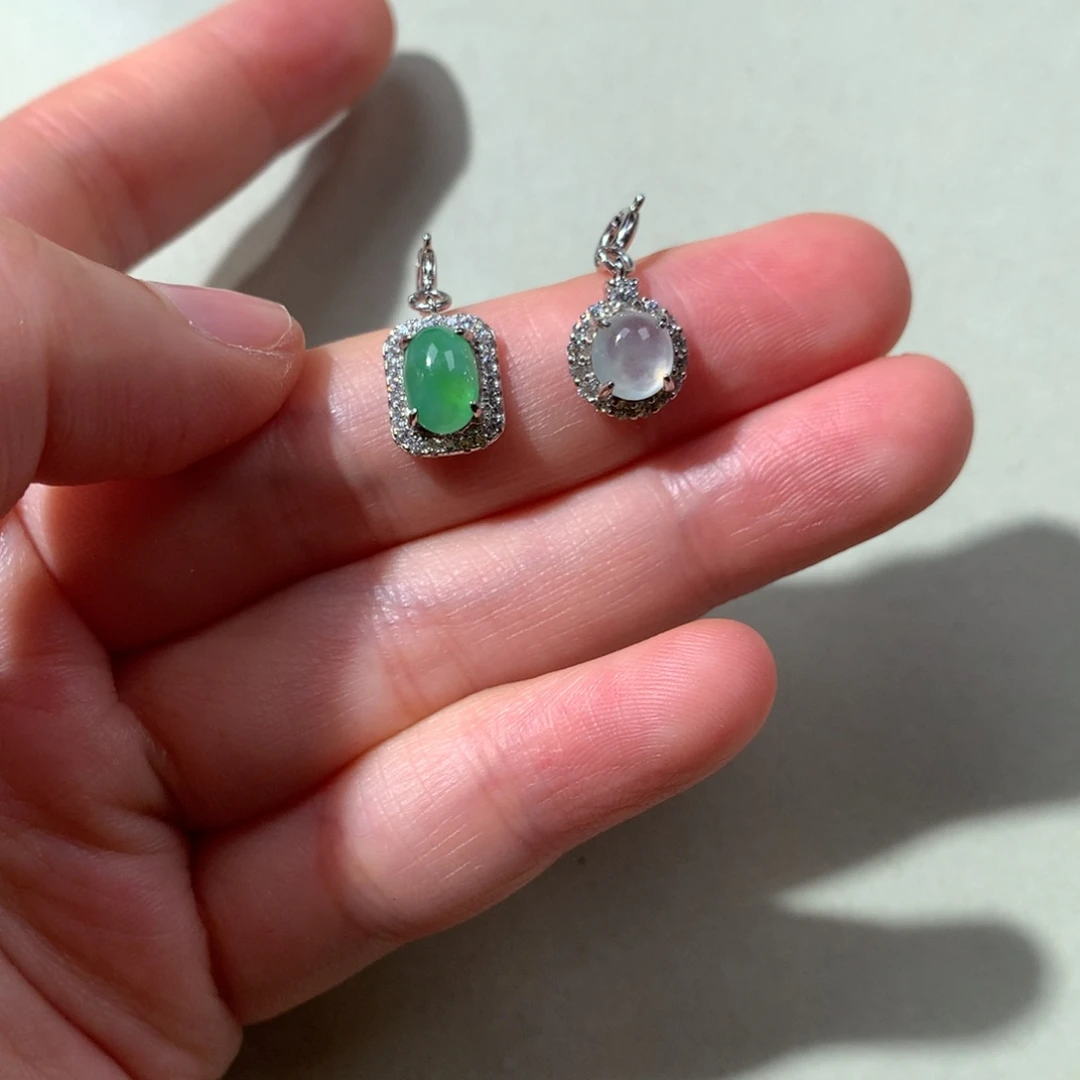 翡翠银S925镶嵌颈饰蛋