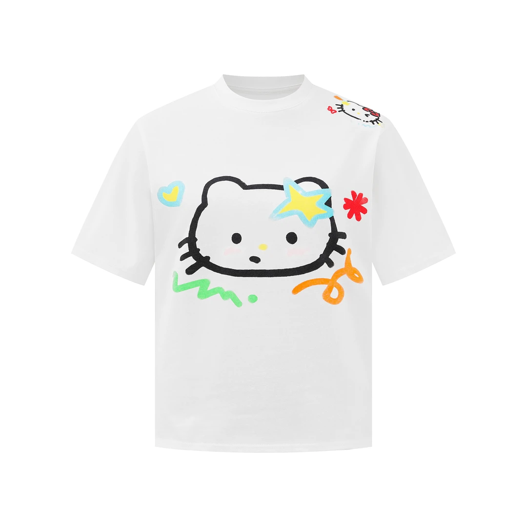 Coreport/25ss Kitty猫卡通涂鸦设计简约印花短袖T恤