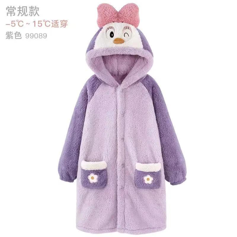 【法兰绒】加厚中长款家居睡衣