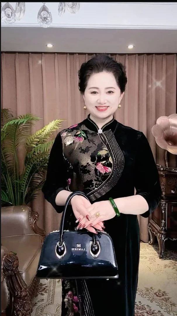 （39256）时尚优雅漂亮显瘦大码高弹旗袍裙