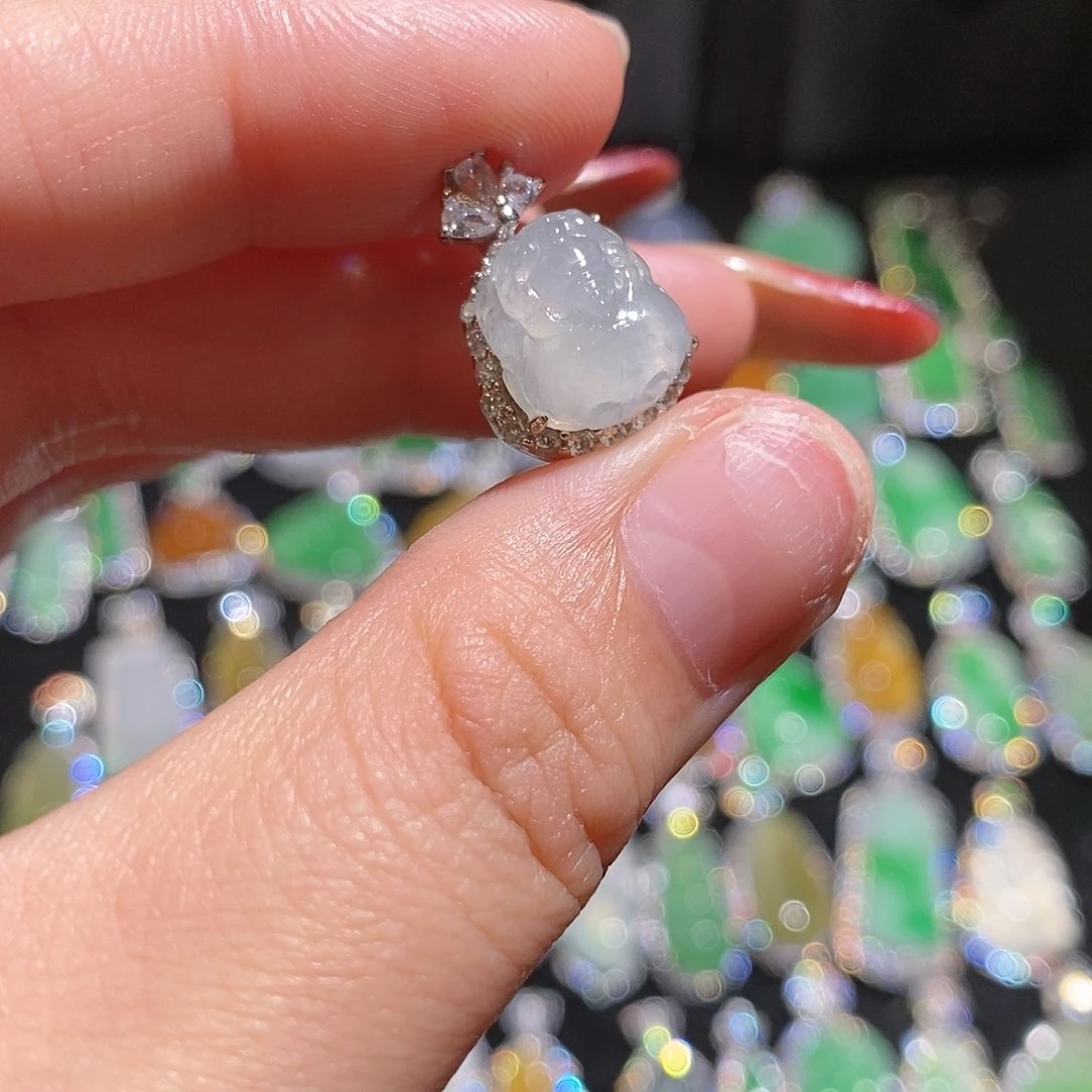 颈饰银S925镶嵌翡翠天然翡翠