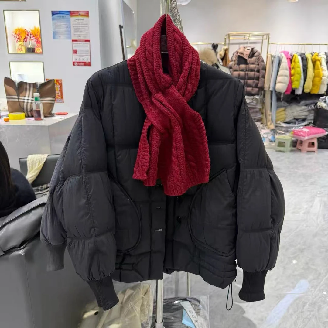 207保暖休闲单排扣韩版时尚围脖款宽松短外套冬