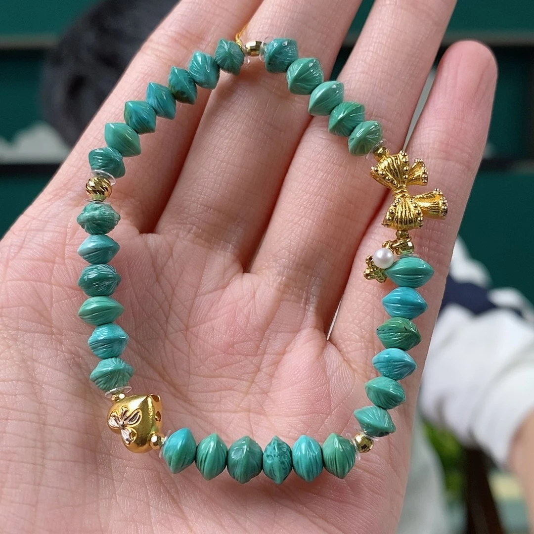 绿松石18K金镶嵌珠宝奇石
