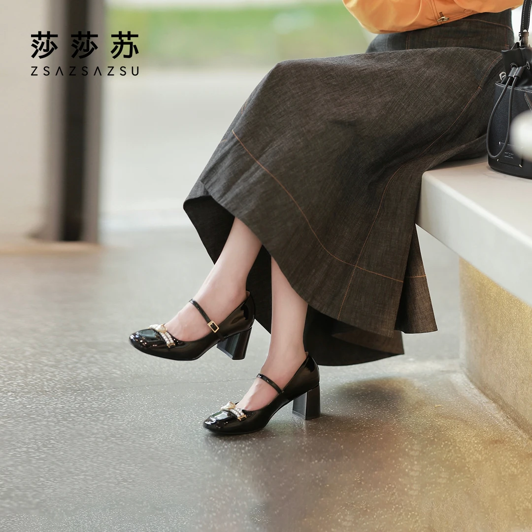 【罗马假日】莎莎苏鞋子女款爆款2025夏新中式玛丽珍女鞋ZA53110-61
