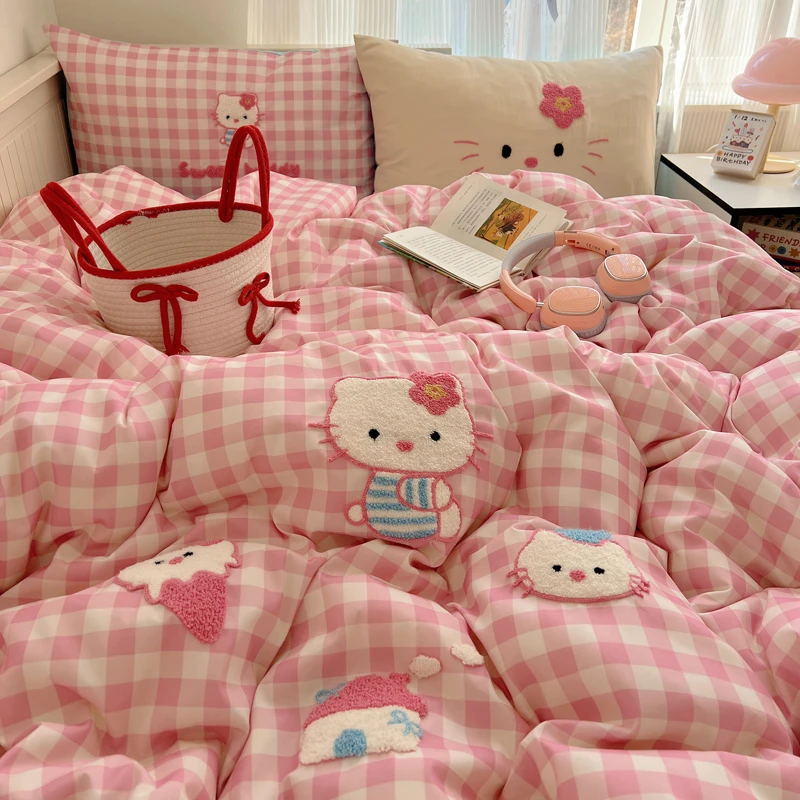 2025新款夏季水洗棉毛巾绣床上四件套被套床单人宿舍三件套床品