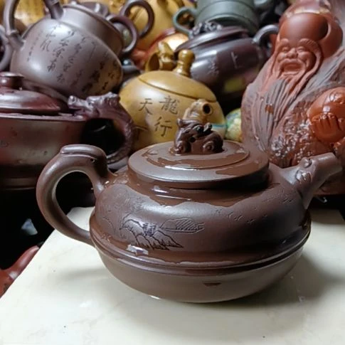 紫砂茶壶宜兴原矿革紫泥柴烧手工320cc紫砂壶