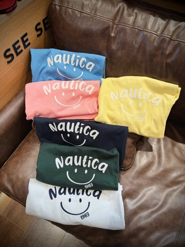 全新正品NAUTIC*白帆日系中性笑脸治愈短袖圆领T