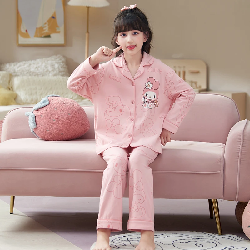 美乐蒂粉色公主风中大童家居服睡衣2025新款春秋薄款家居服可外穿