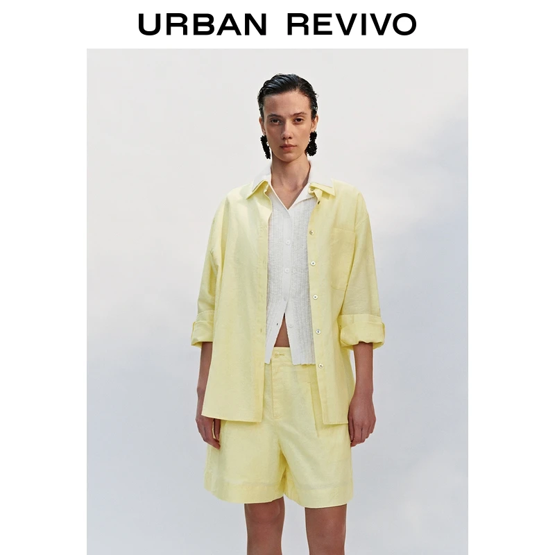 UR2025秋季新款女装休闲口袋纽扣长袖开襟衬衫UWM250087