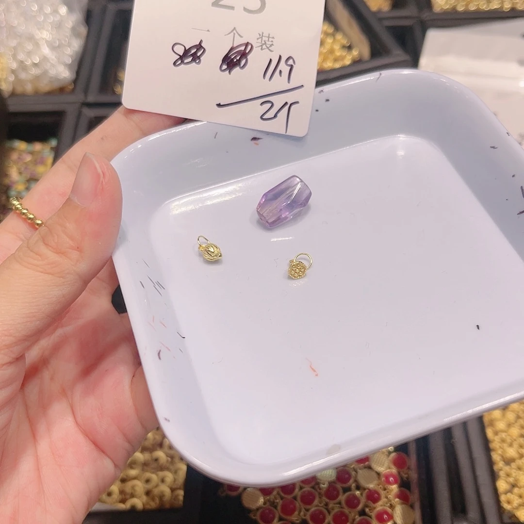 紫晶珠宝半成品银S925镀金镶嵌25