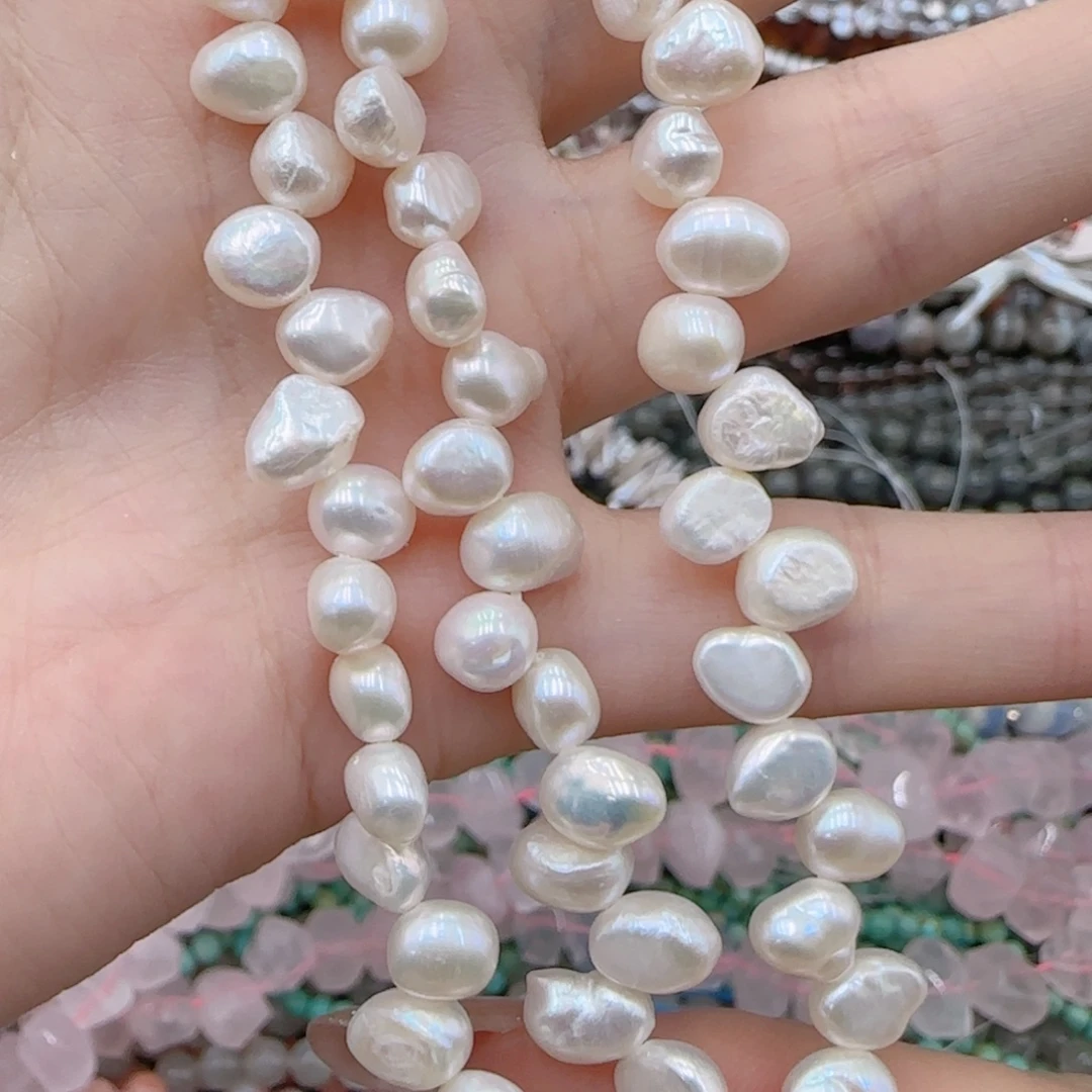 未镶嵌玛瑙/玉髓珠宝半成品淡水珍珠三七孔一条