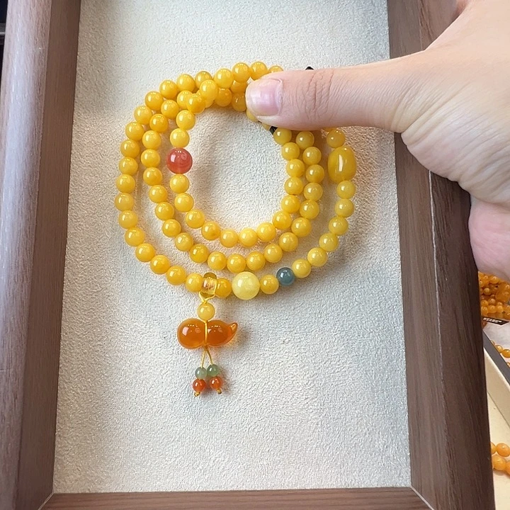 蜜蜡未镶嵌手链6.8mm蜜蜡手串