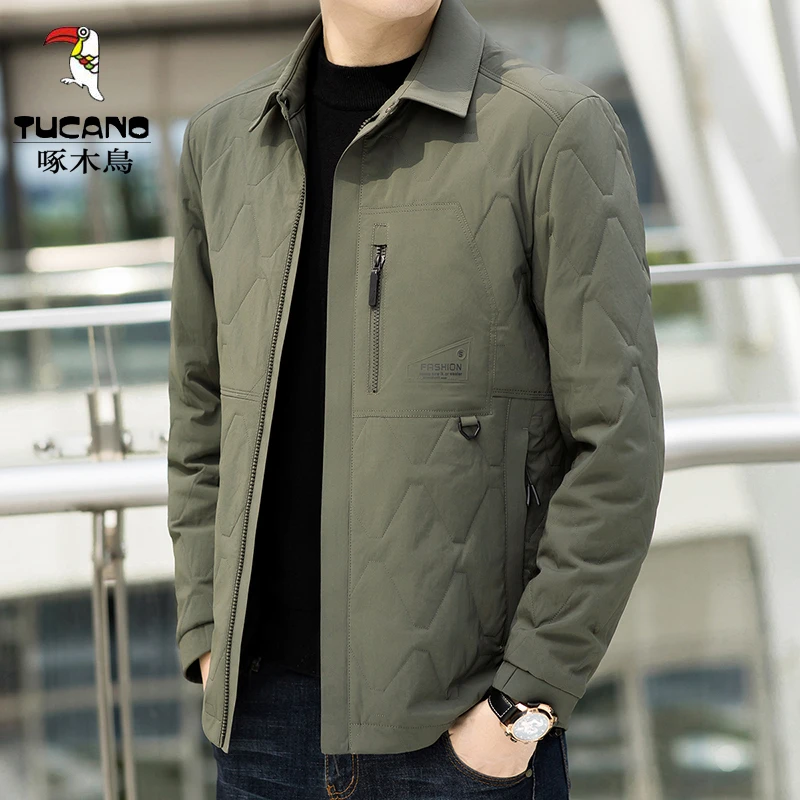 啄木鸟秋冬季外套男款百搭休闲时尚外装加棉加厚保暖工装翻领夹克