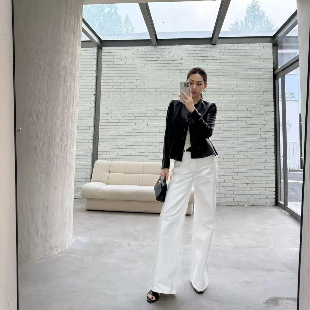 王嬛嬛MsLime25年新款【方糖】100%棉高腰时尚休闲牛仔裤 HD2C0237