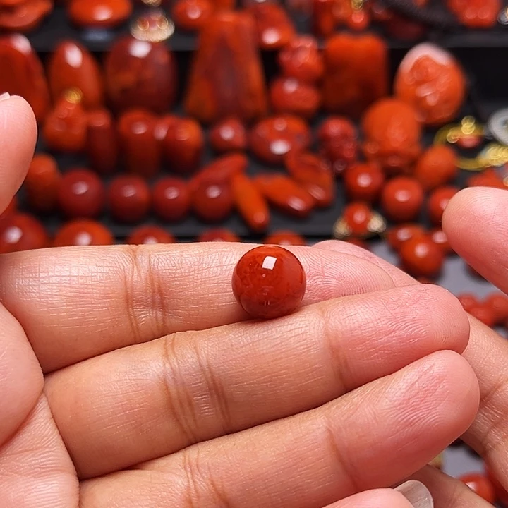 南红玛瑙未镶嵌配饰火焰纹圆珠11.8mm