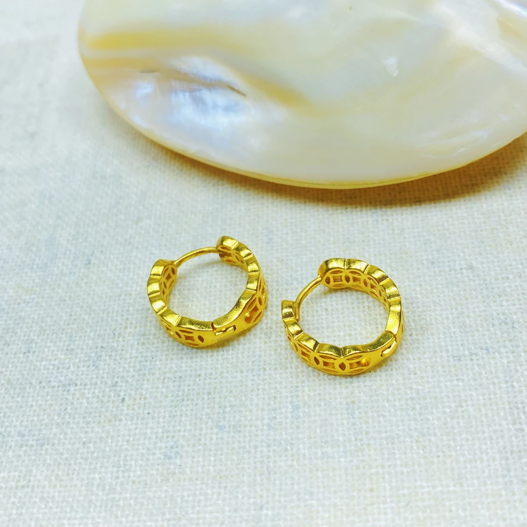 耳饰 K0705黄色铜钱耳扣多样性发货47075