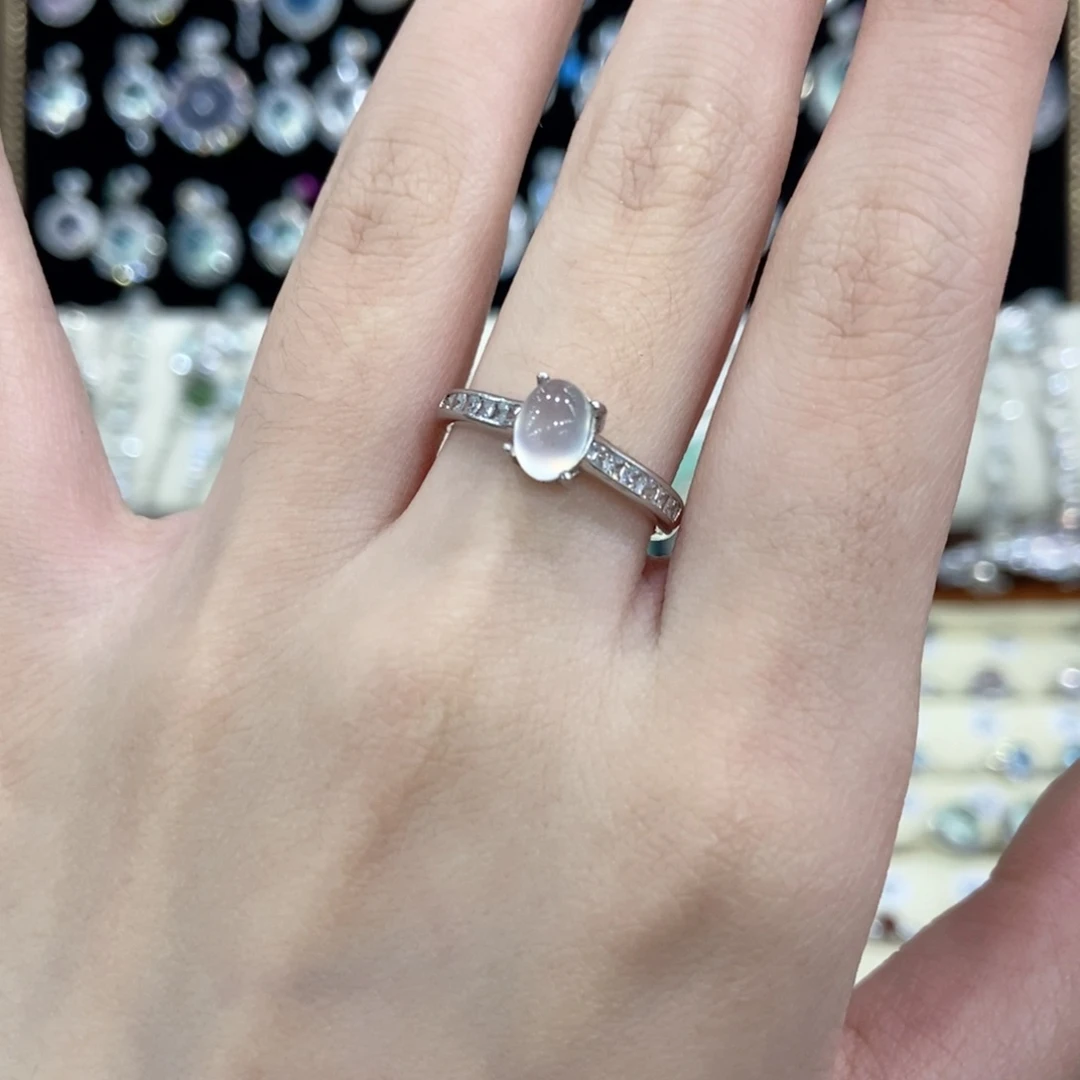 蛇纹石玉银S925镶嵌戒指