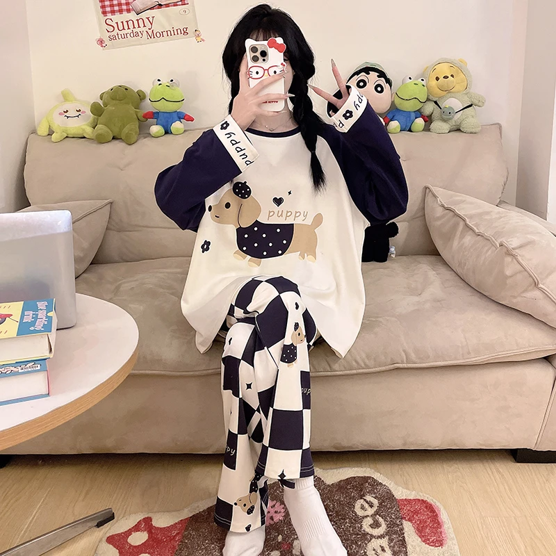 100%全棉睡衣女款爆款2025新款春秋季纯棉长袖薄款可外穿家居服女