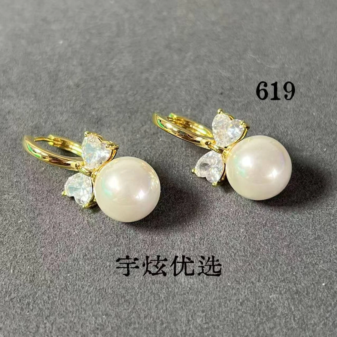 黄铜仿珍珠耳饰 时尚百搭耳钉精致白色气质轻奢小众619