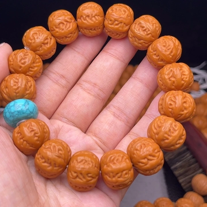 猴头核桃吊坠17麻花串绿