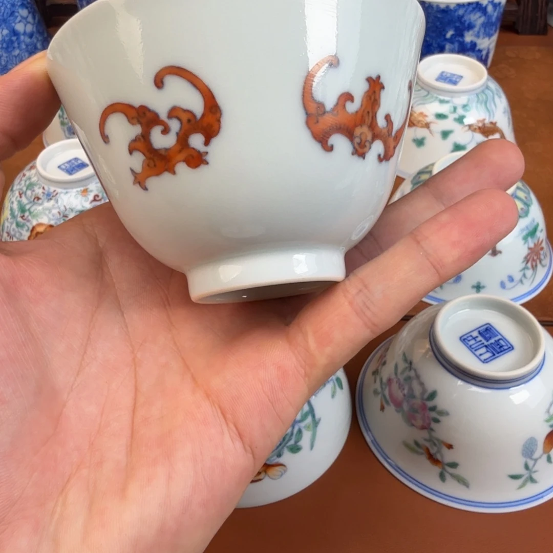 一***蓝摆件景德镇瓷器手工手绘