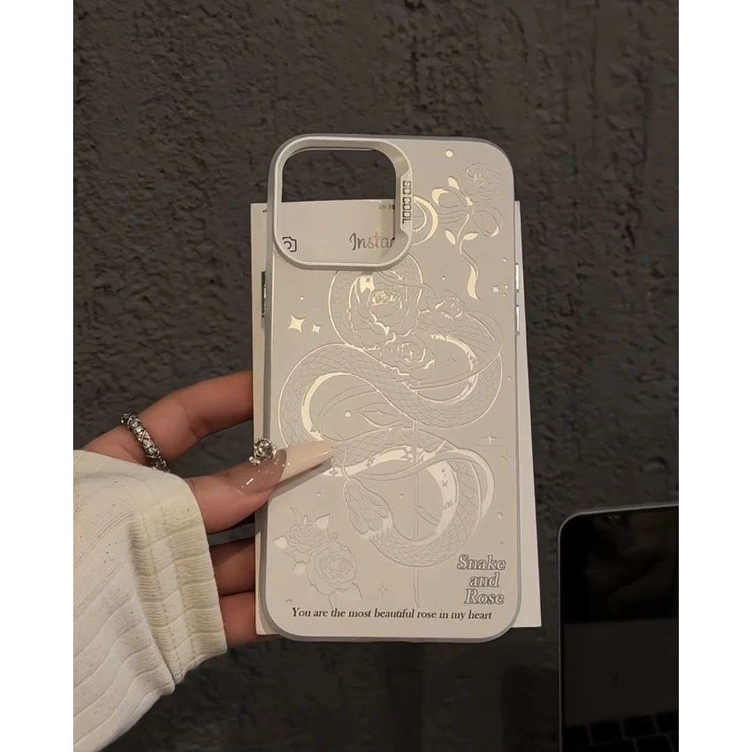 BANCA镂空玫瑰花蛇适用iphone16/15promax手机壳华为oppo小米vivo