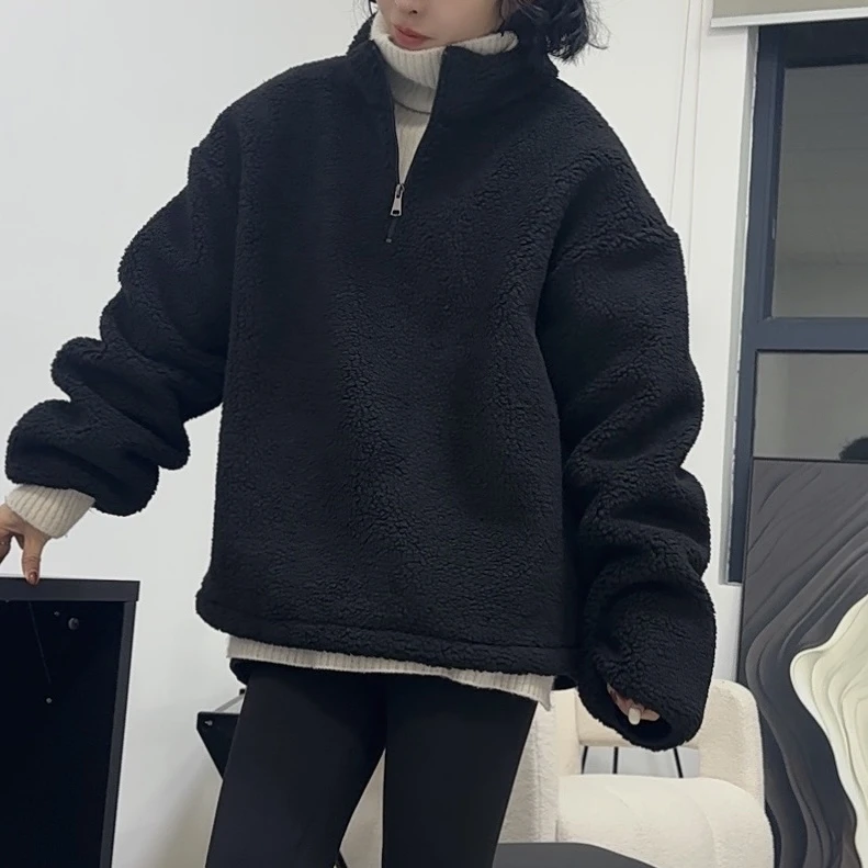 【芬芬姐精选】潮牌LMJ时尚休闲宽松韩版羊羔毛拉链立领外套1114